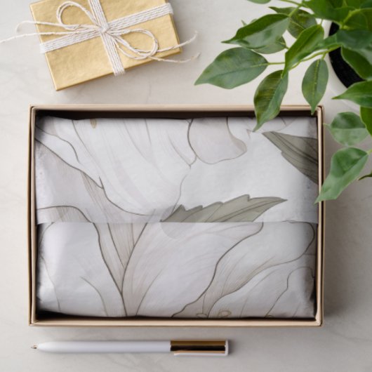 Witte pioenen | Eenvoudig | Rustiek Tissuepapier (Geschenk)