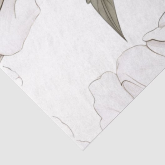 Witte pioenen | Eenvoudig | Rustiek Tissuepapier (Detail)