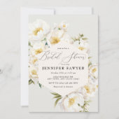 Witte pioenen | Elegant bloemig Vrijgezellenfeest Kaart (Voorkant)