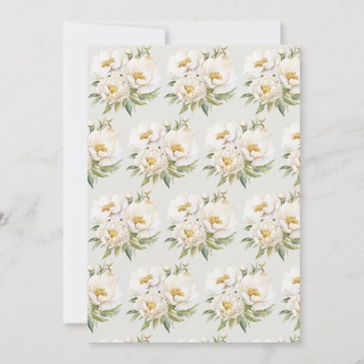 Witte pioenen | Elegant bloemig Vrijgezellenfeest Kaart (Achterkant)