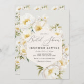 Witte pioenen | Elegant bloemig Vrijgezellenfeest Kaart (Voorkant / Achterkant)