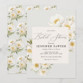 Witte pioenen | Elegant bloemig Vrijgezellenfeest Kaart (Voorkant / Achterkant)