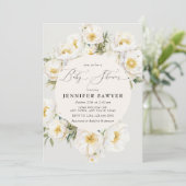 Witte pioenen | Foto Baby shower Kaart (Staand voorkant)