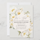 Witte pioenen | Foto Baby shower Kaart (Voorkant)