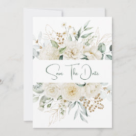 Witte pioenen Rozen Eucalyptus Bewaar de datum Save The Date