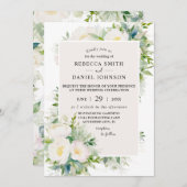 Witte pioenen Waterverf Vintage bruiloft Kaart (Voorkant / Achterkant)