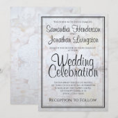 Witte Pioenroosbloemen & Harten Reflecties Bruilof Kaart (Voorkant / Achterkant)