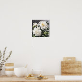Witte Pioenrozen Bloemen Art Print Poster (Keuken)