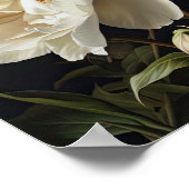 Witte Pioenrozen Bloemen Art Print Poster (Hoek)