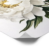 Witte Pioenrozen Bloemen Art Print Poster (Hoek)