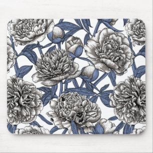 Witte pioenrozen bloemen muismat