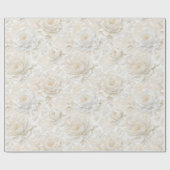 Witte Pioenrozen Bloemig Goud Elegant Cadeaupapier (Vlak)