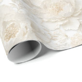 Witte Pioenrozen Bloemig Goud Elegant Cadeaupapier (Rol Hoek)