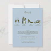 Witte Pioenrozen met Lichtblauw DETAILS Uitnodigin Kaart (Voorkant)