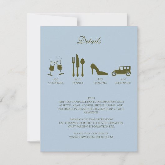 Witte Pioenrozen met Lichtblauw DETAILS Uitnodigin Kaart (Voorkant)