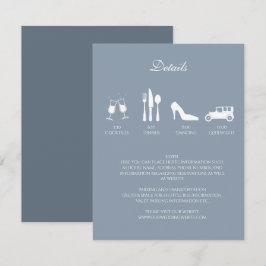 Witte Pioenrozen met Stof Blauw DETAILS Uitnodigin Kaart