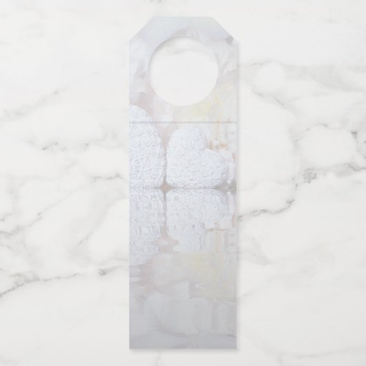 Witte Pioenrozen Modern Schrift Trouw Dankjewel Flessenhanger (Achterkant)