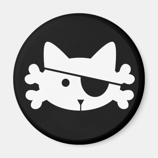 Witte Piraat Kat - magneet (Voorkant)