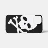 Witte Pirate Skull op zwarte achtergrond iPhone Hoesje (Achterkant horizontaal)