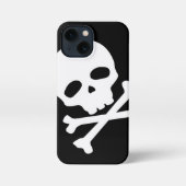 Witte Pirate Skull op zwarte achtergrond iPhone Hoesje (Achterkant)