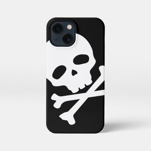 Witte Pirate Skull op zwarte achtergrond iPhone Hoesje (Achterkant)
