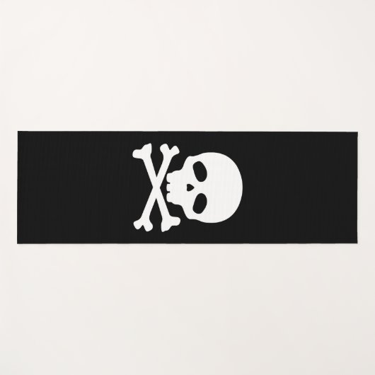 Witte Pirate Skull op zwarte achtergrond Yogamat (Voorkant (horizontaal))