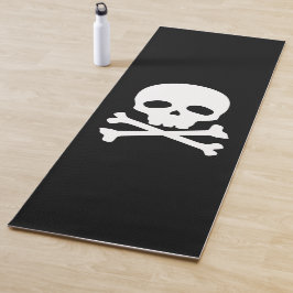 Witte Pirate Skull op zwarte achtergrond Yogamat