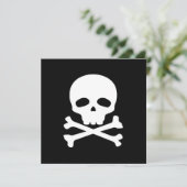 Witte piratenschedel op zwarte achtergrond bedankkaart (Staand voorkant)