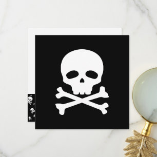 Witte piratenschedel op zwarte achtergrond bedankkaart