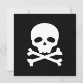 Witte piratenschedel op zwarte achtergrond bedankkaart (Voorkant)