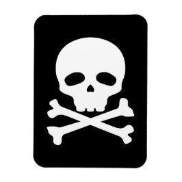 Witte piratenschedel op zwarte achtergrond magneet