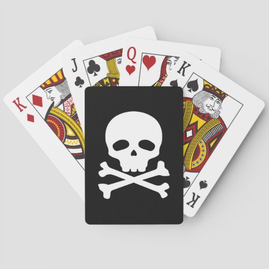 Witte piratenschedel op zwarte achtergrond pokerkaarten (Achterkant)