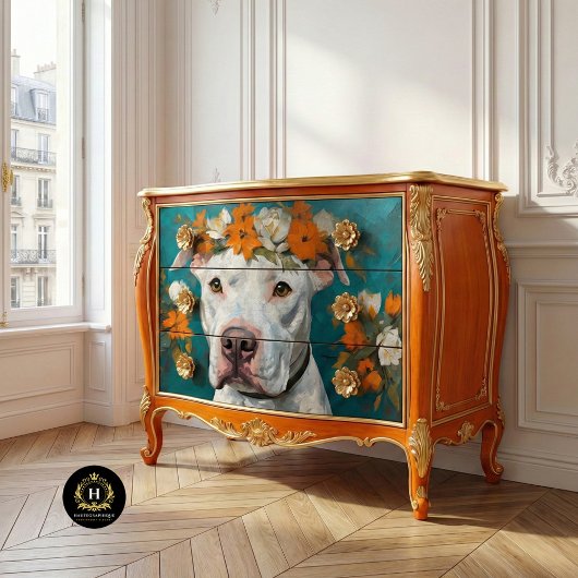 Witte Pit Bull  Decoupage Tissuepapier