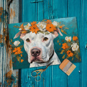 Witte Pit Bull  Decoupage Tissuepapier