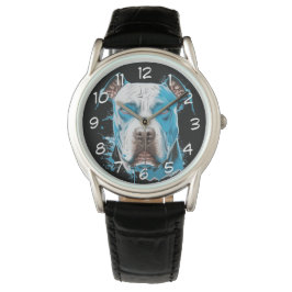 Witte Pitbull met Blauwe Ogen Horloge