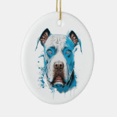 Witte Pitbull met Blauwe Ogen Keramisch Ornament (Rechts)