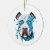Witte Pitbull met Blauwe Ogen Keramisch Ornament (Links)