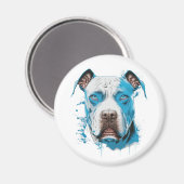 Witte Pitbull met Blauwe Ogen Magneet (Voorkant / Achterkant)