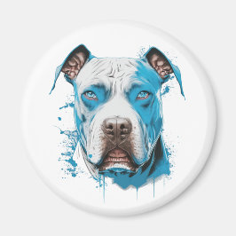 Witte Pitbull met Blauwe Ogen Magneet