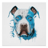 Witte Pitbull met Blauwe Ogen Perfect Poster (Voorkant)