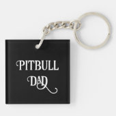 Witte Pitbull met Blauwe Ogen | Pitbull Vader Sleutelhanger (Achterkant)