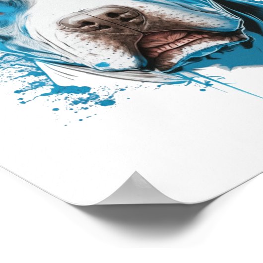 Witte Pitbull met Blauwe Ogen Poster (Hoek)