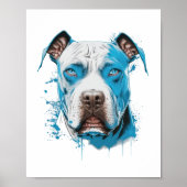 Witte Pitbull met Blauwe Ogen Poster (Voorkant)