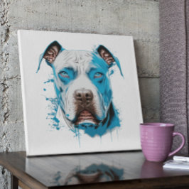 Witte Pitbull met Blauwe Ogen Poster