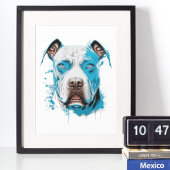 Witte Pitbull met Blauwe Ogen Poster