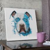 Witte Pitbull met Blauwe Ogen Poster