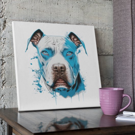 Witte Pitbull met Blauwe Ogen Poster