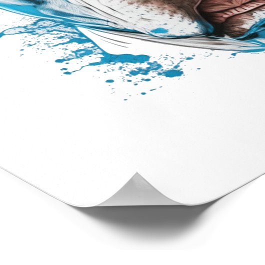 Witte Pitbull met Blauwe Ogen Poster (Hoek)