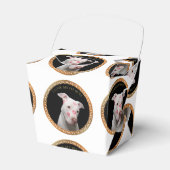 Witte pitbull met rode kussen over zijn gezicht. bedankdoosjes (Voorkant Zijde)