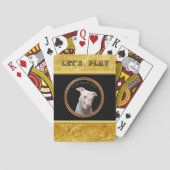 Witte pitbull met rode kussen over zijn gezicht. pokerkaarten (Achterkant)